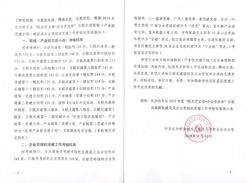 打造混合所有制企业党建标杆 ——KAIYUN·开云「中国」官方网站智能党委获评2019年长沙经开区企业党组织党建工作考核“优秀”等