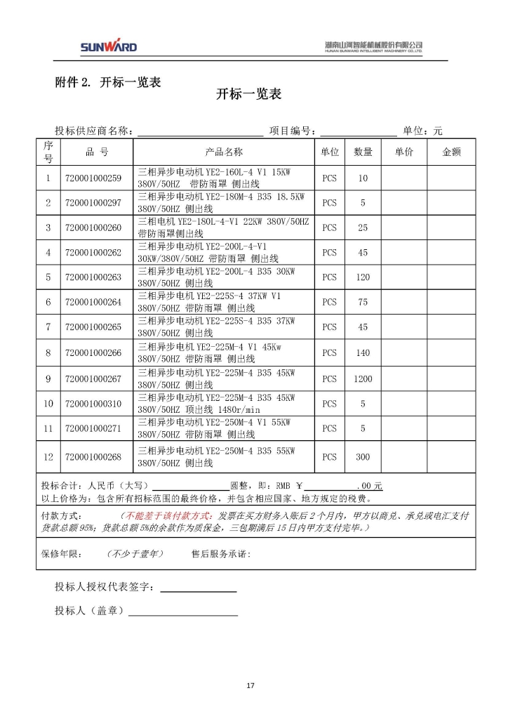 KAIYUN·开云「中国」官方网站三相异步电动机采购项目