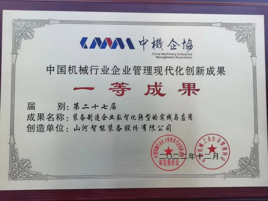 厉害！KAIYUN·开云「中国」官方网站智能喜获第二十七届中国机械行业企业管理现代化创新成果一等奖
